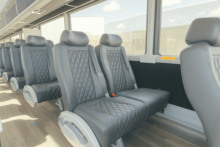 interior of Queen Creek Minibus Company charter bus