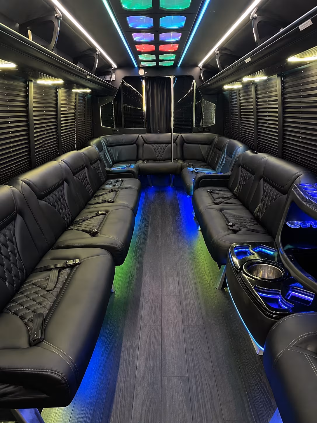 queen creek 20 passenger party bus interior