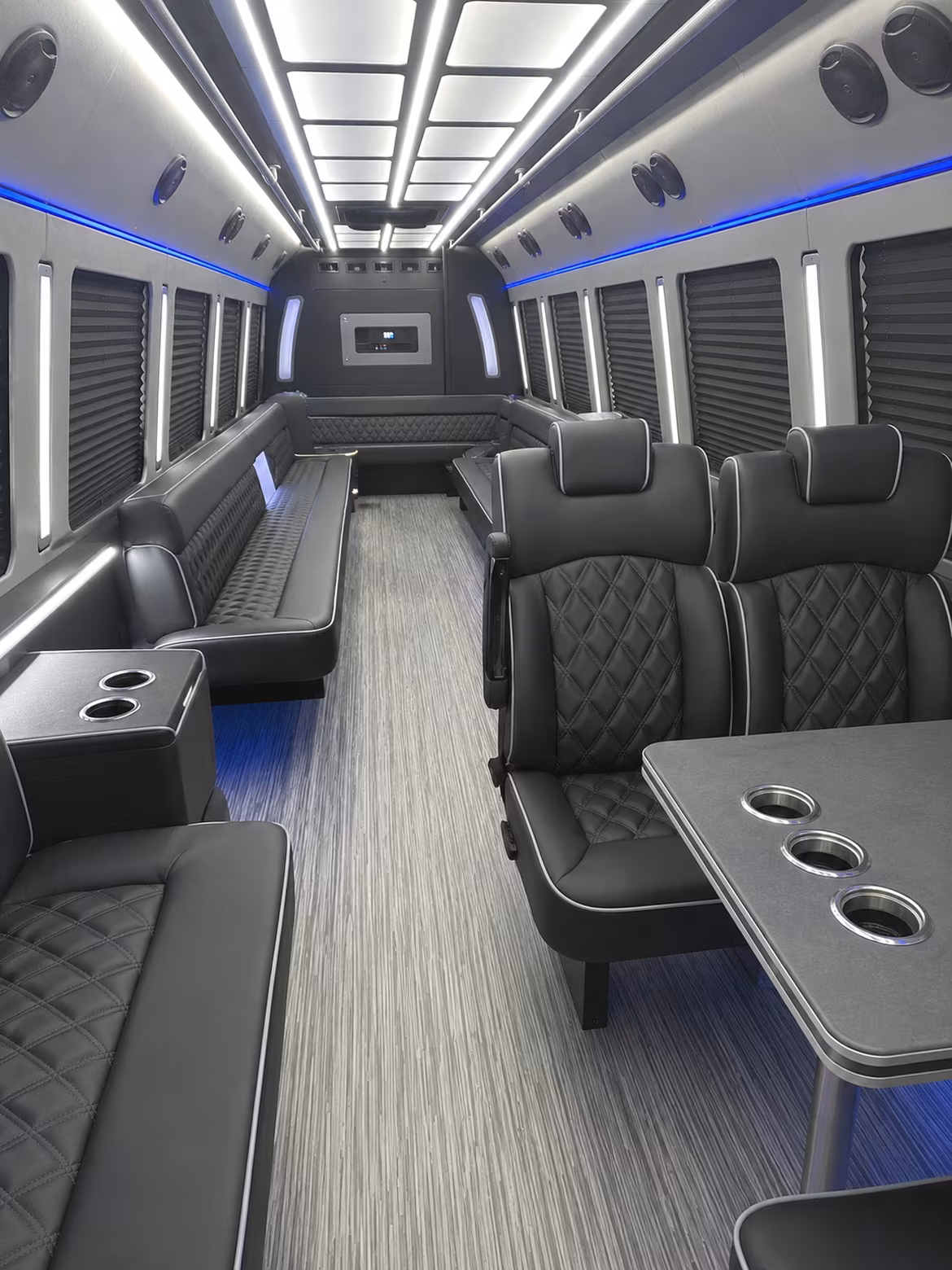 queen creek 25 passenger party bus inside