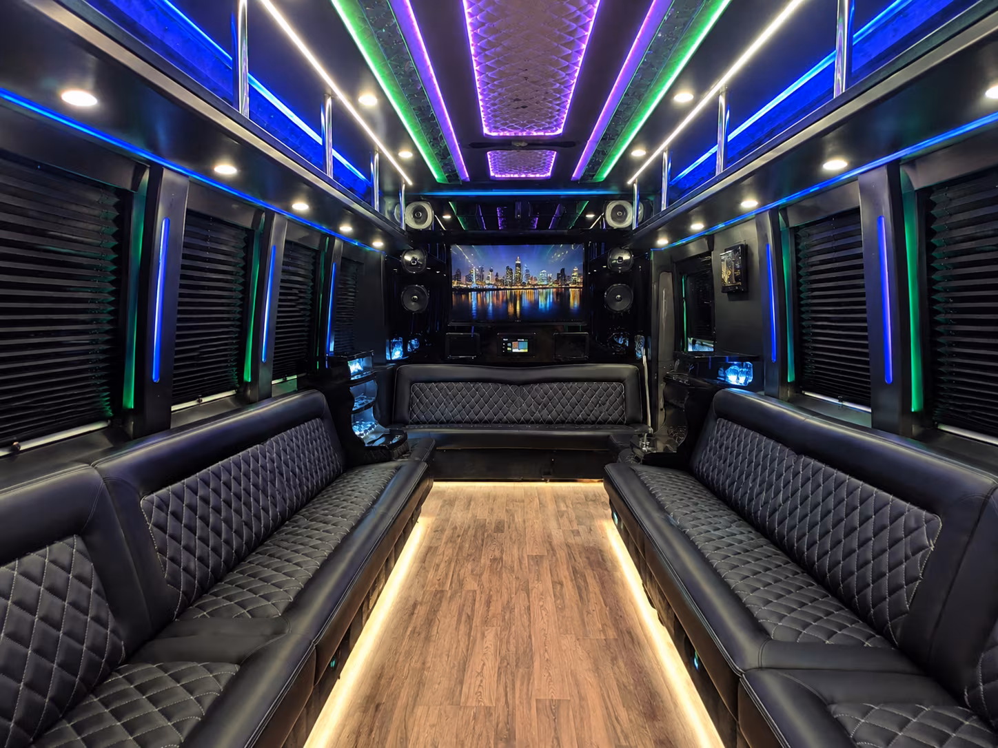 queen creek 25 passenger party bus interior